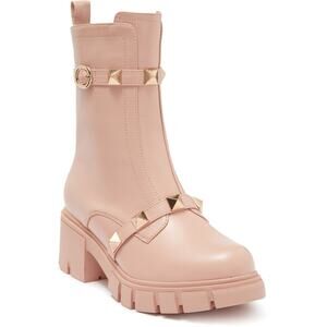 New Cape Robbin Yuri Pyramid Stud Lug Sole Boot in Nude/Pink Women's Size 10